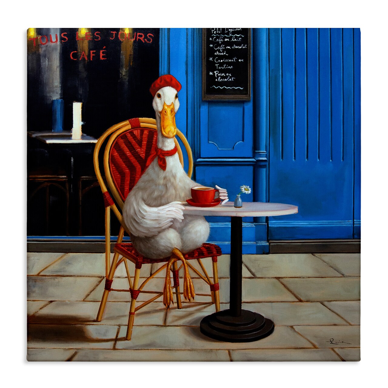 Stupell Industries Trendy Duck at Cafe Canvas Design by Lucia Heffernan